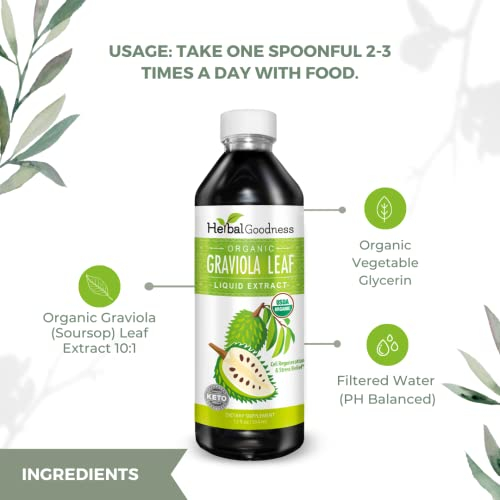 Foto 7 | Suplemento Herbal Extracto De Hoja De Graviola A Base De Hierbas 15 Veces 355 Ml - Venta Internacional.
