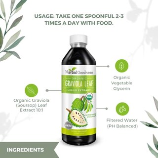 Foto 7 | Suplemento Herbal Extracto De Hoja De Graviola A Base De Hierbas 15 Veces 355 Ml - Venta Internacional.