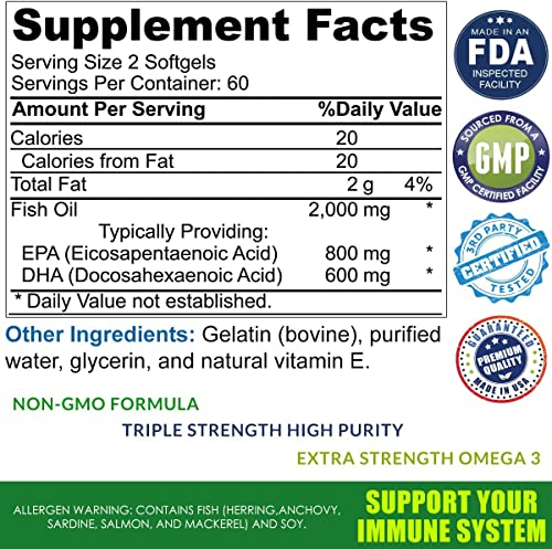 Foto 4 pulgar | Complementa Las Cápsulas Blandas De 2000 Mg De Aceite De Pescado Omega 3 De Total Activation - Venta Internacional.