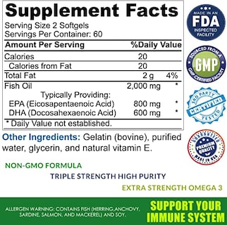 Foto 3 | Complementa Las Cápsulas Blandas De 2000 Mg De Aceite De Pescado Omega 3 De Total Activation - Venta Internacional.