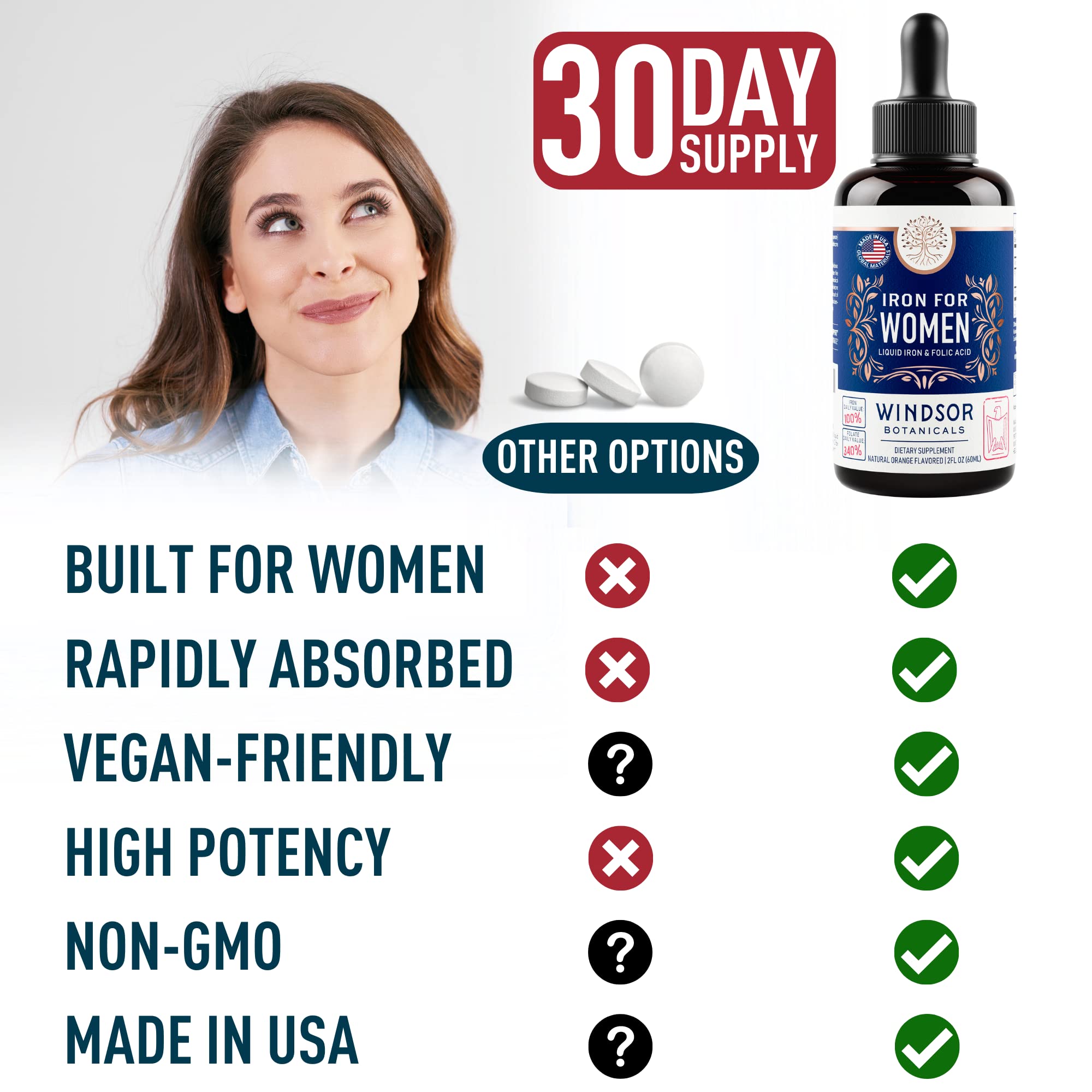 Foto 4 pulgar | Suplemento De Hierro Líquido Windsor Botanicals Para Mujer, 60 Ml - Venta Internacional.