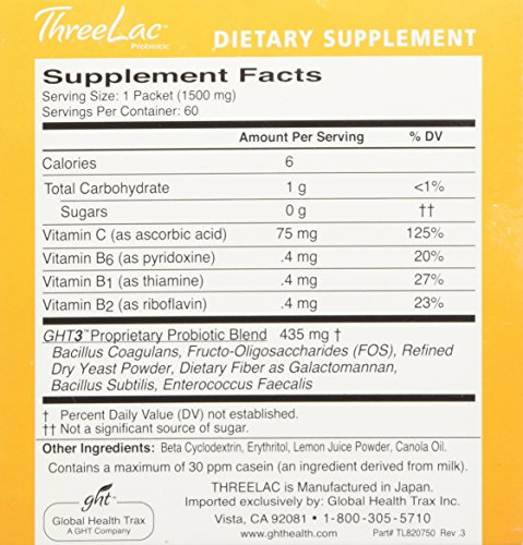 Foto 3 pulgar | Suplemento Global Health Trax Threelac Original, 60 Porciones - Venta Internacional.