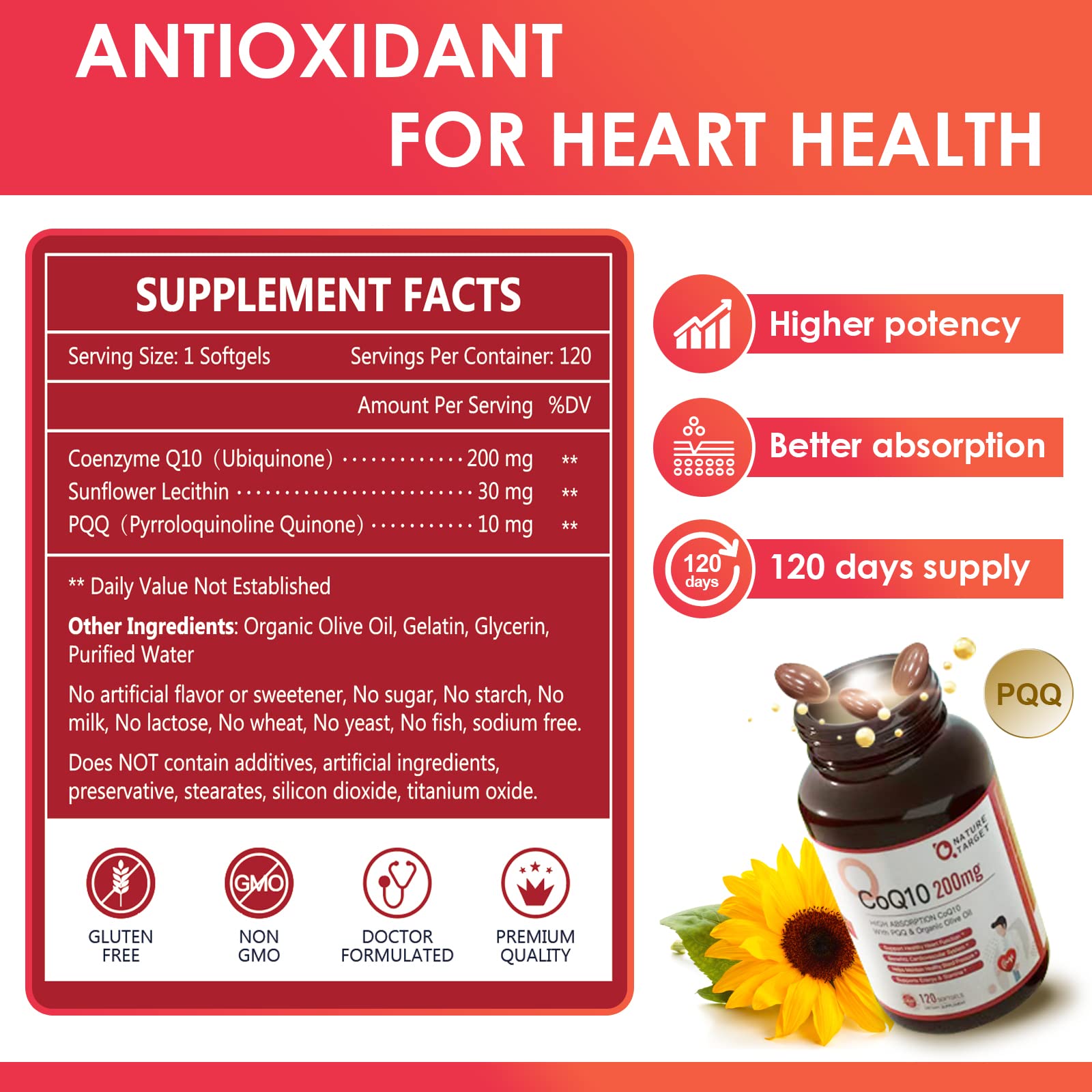 Foto 3 pulgar | Cápsulas Blandas De 200 Mg De Coq10 + Pqq Con Aceite De Oliva Orgánico 120 Porciones - Venta Internacional.