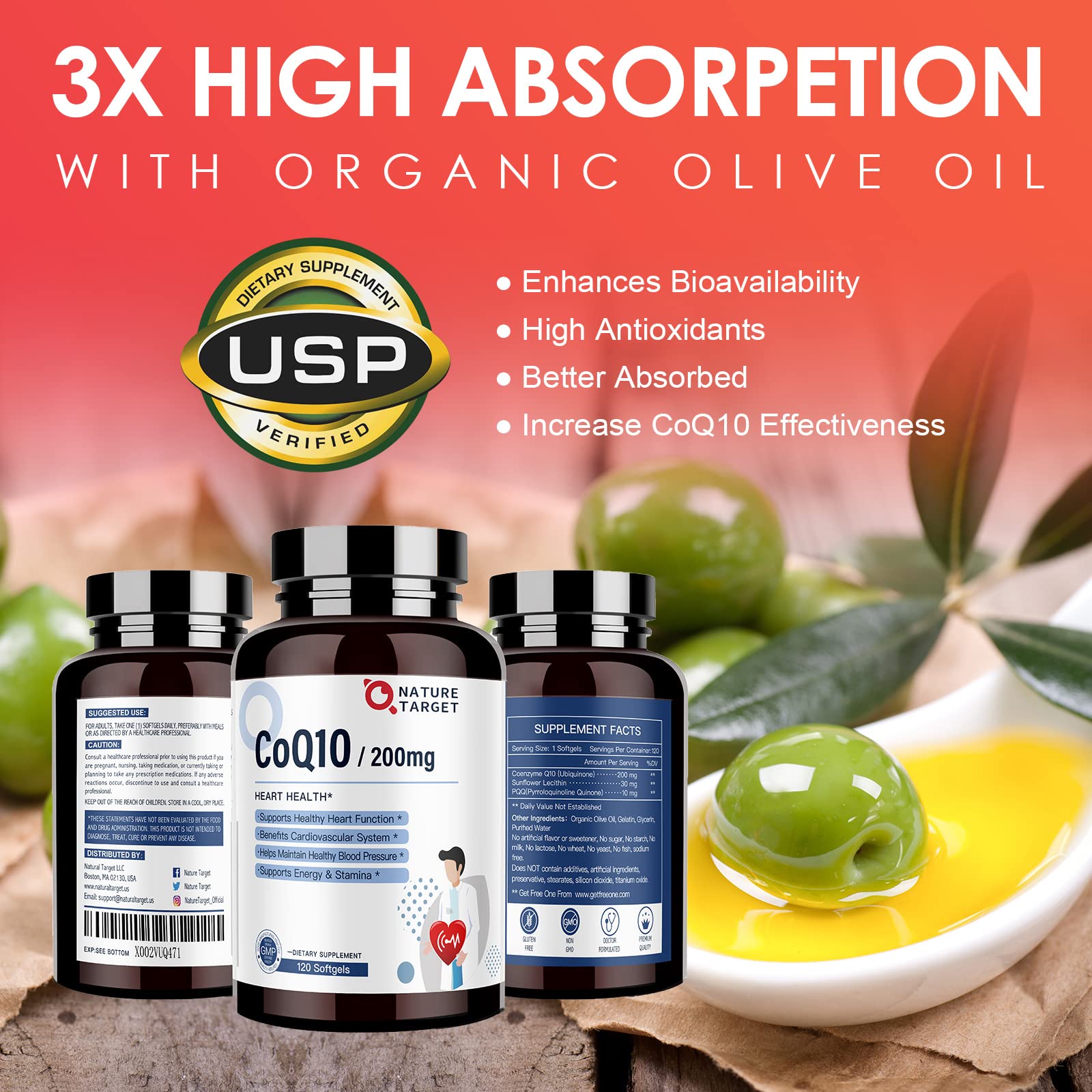 Foto 6 pulgar | Cápsulas Blandas De 200 Mg De Coq10 + Pqq Con Aceite De Oliva Orgánico 120 Porciones - Venta Internacional.