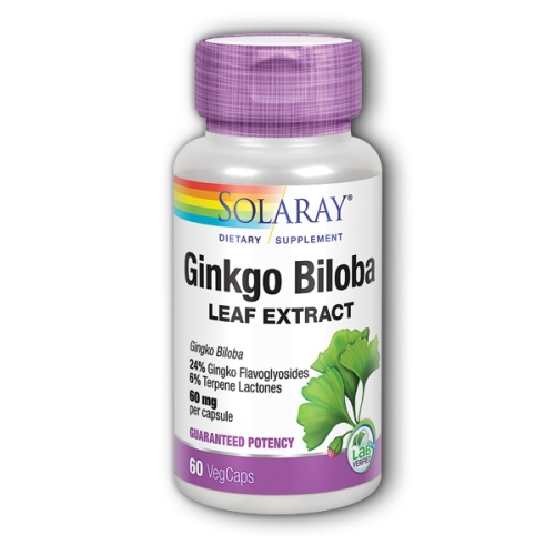 Foto 2 pulgar | Suplemento De Extracto De Hoja De Ginkgo Biloba De Solaray, 60 Mg, 60 Cápsulas - Venta Internacional.