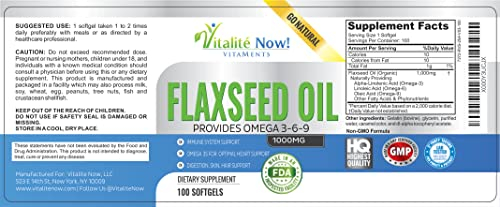 Foto 6 | Cápsulas Blandas De Aceite De Linaza Vitalité Now! 1000 Mg Orgánicos, 100 Unidades - Venta Internacional.