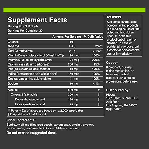 Foto 4 pulgar | Suplemento Hippo7 Vegan Complete Multivitamínico 60 Cápsulas Blandas - Venta Internacional.