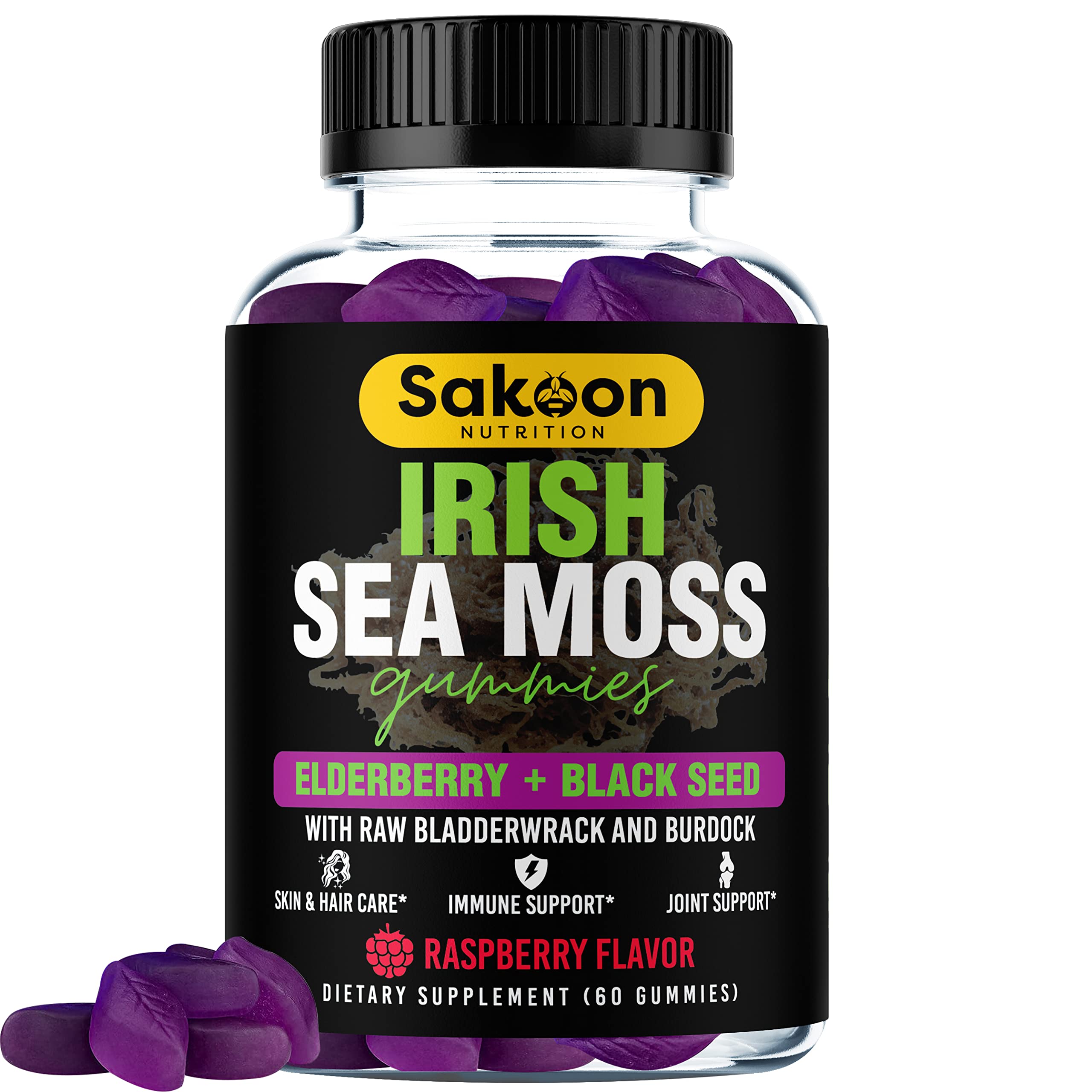 Foto 2 pulgar | Suplemento De Gomitas Irlandesas Con Musgo Marino De Sakoon Nutrition Con Saúco - Venta Internacional.