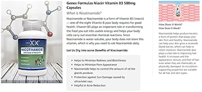 Foto 7 | Suplemento Genex Formulas De Nicotinamida 500 Mg B3 300 Cápsulas - Venta Internacional.