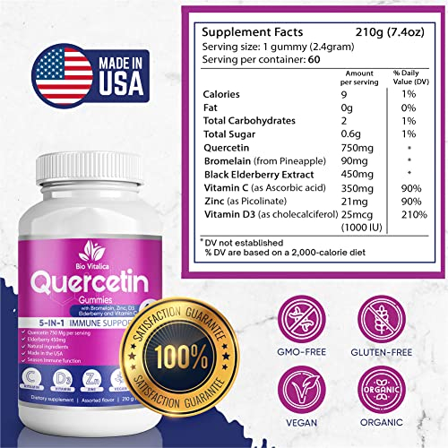 Foto 2 | Suplemento De Gomitas De Quercetina Biovitalica Con Bromelina 750 Mg - Venta Internacional.