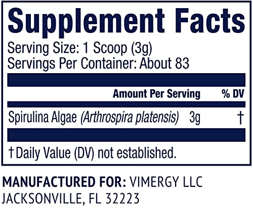 Foto 5 pulgar | Suplemento Vimergy De Espirulina Natural En Polvo 250 G - Venta Internacional.
