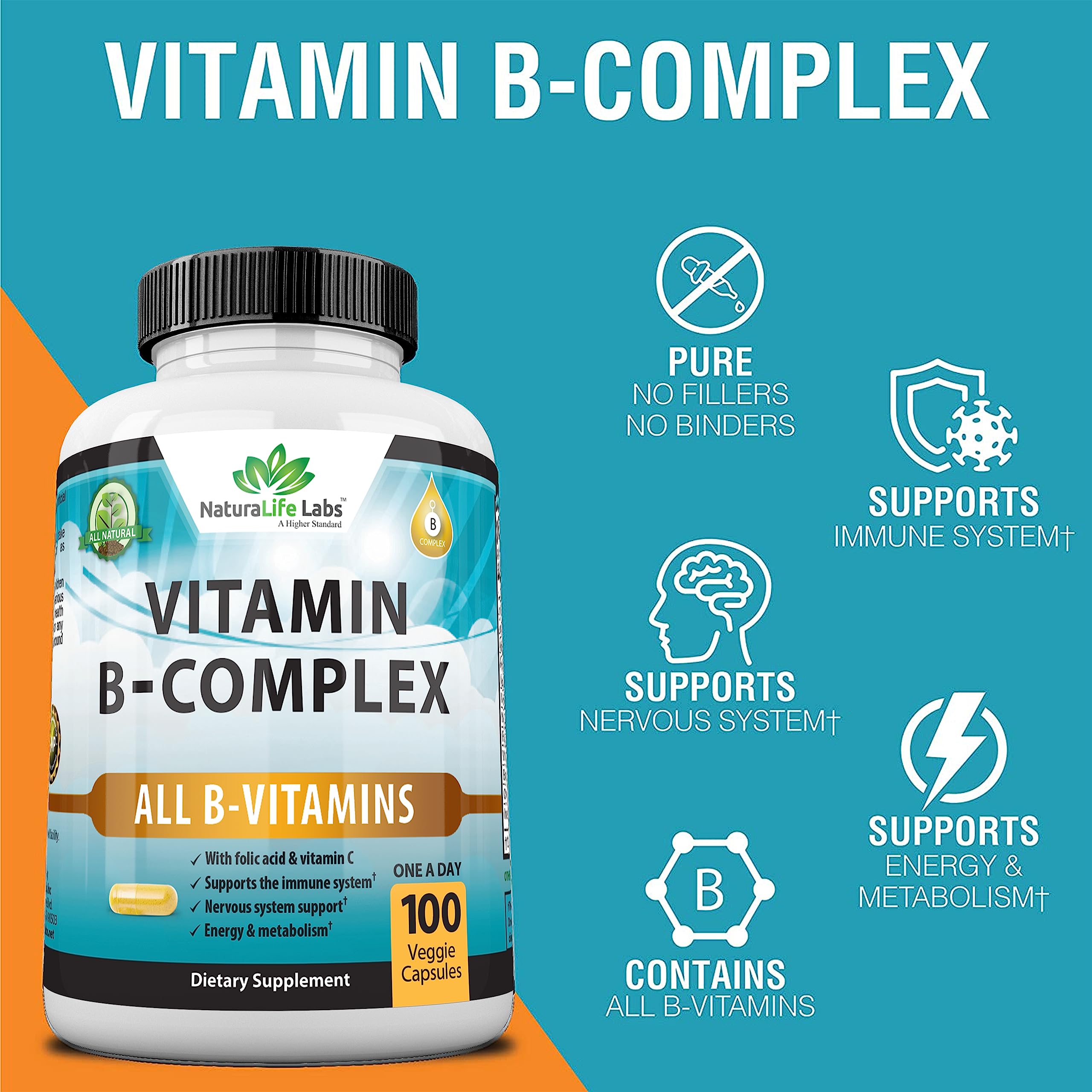 Foto 3 pulgar | Complementa El Complejo De Vitamina B Naturalife Labs Con Vitamina C 60 Cápsulas - Venta Internacional.