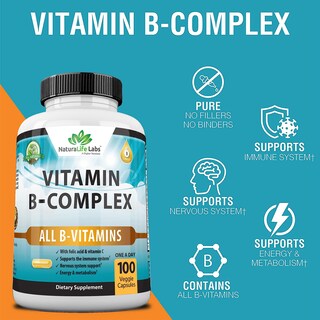 Foto 2 | Complementa El Complejo De Vitamina B Naturalife Labs Con Vitamina C 60 Cápsulas - Venta Internacional.