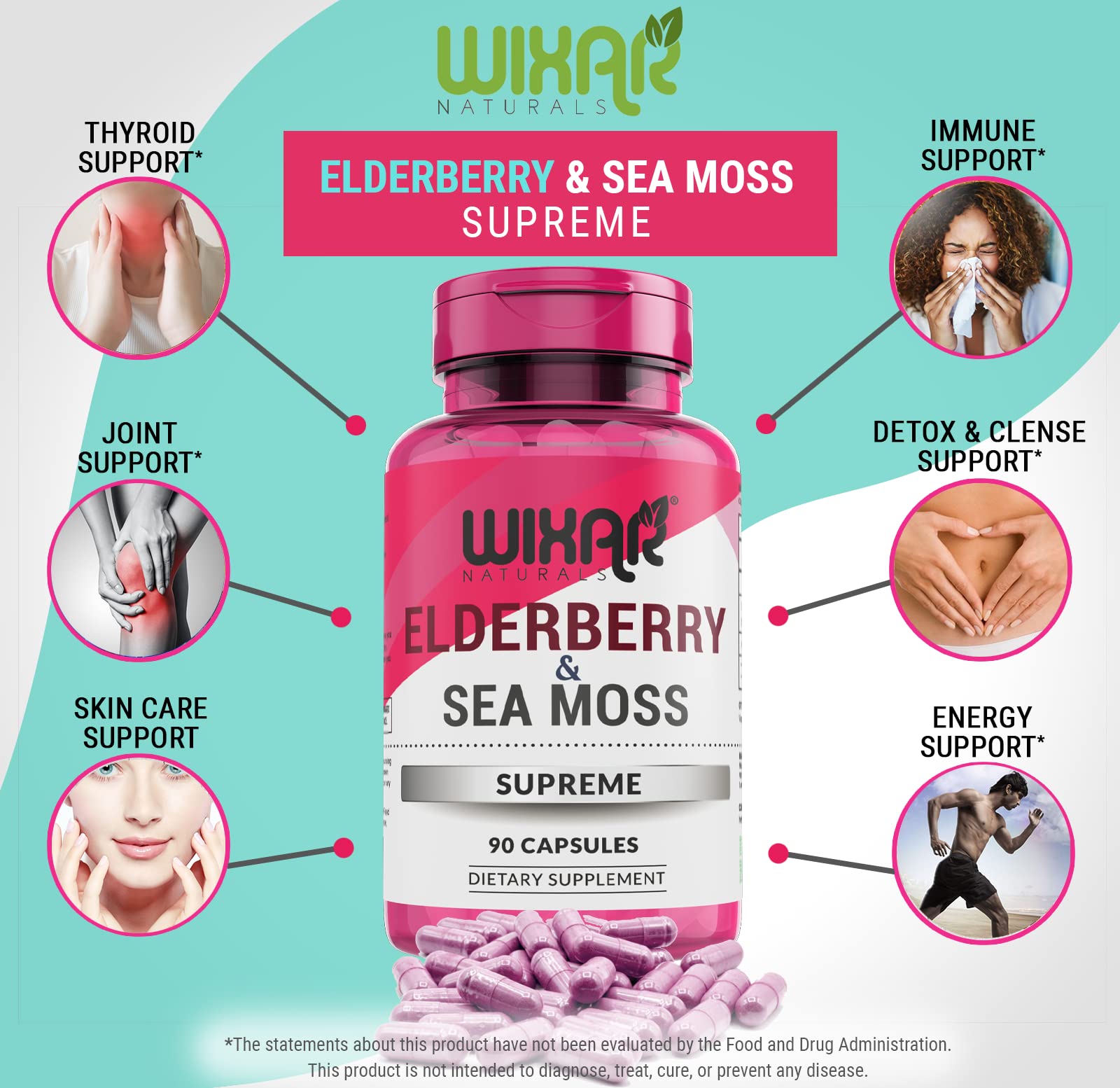 Foto 4 pulgar | Supreme Capsules Wixar Naturals Saúco Y Musgo Marino 500 Mg - Venta Internacional.