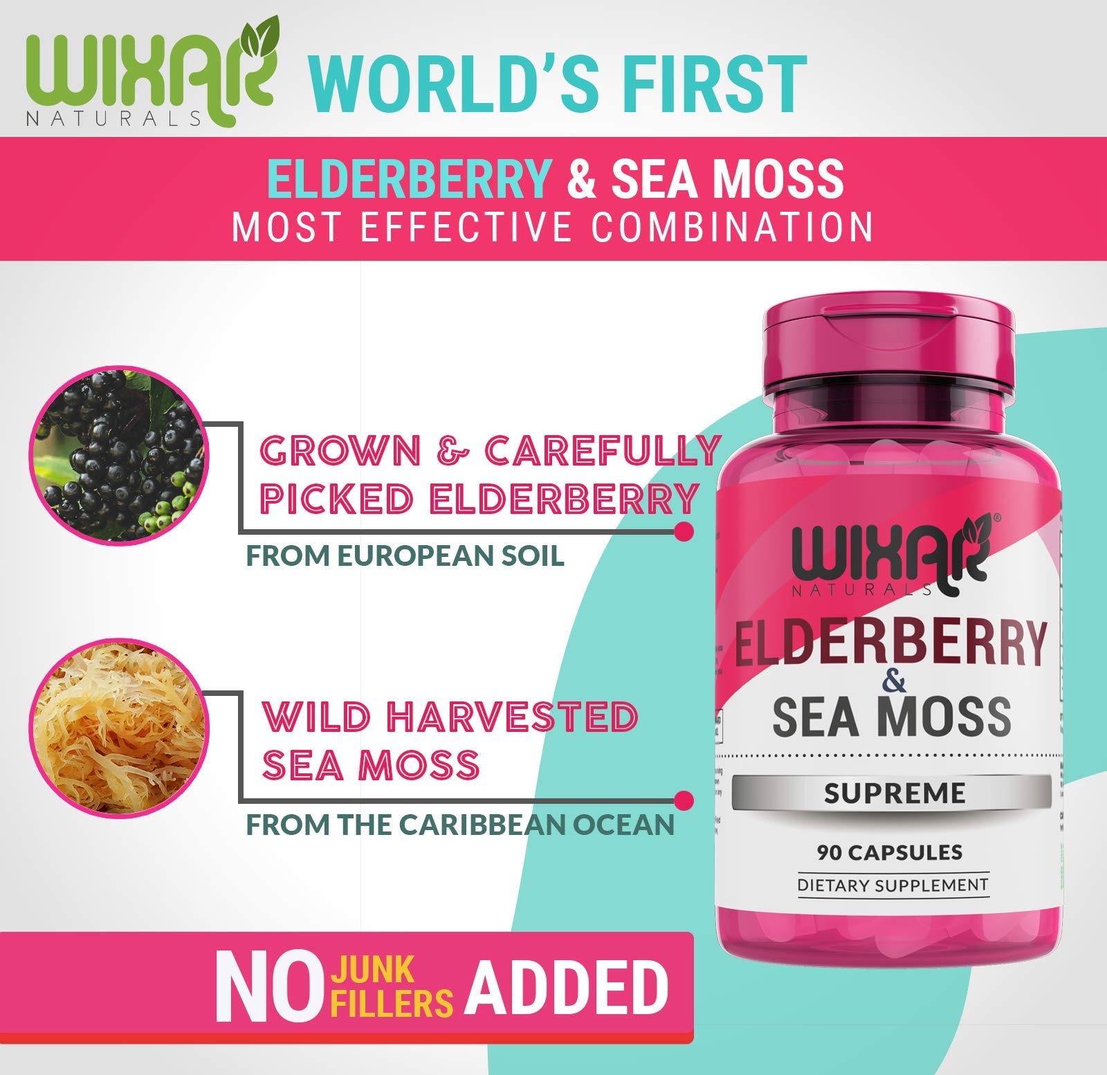 Foto 5 pulgar | Supreme Capsules Wixar Naturals Saúco Y Musgo Marino 500 Mg - Venta Internacional.