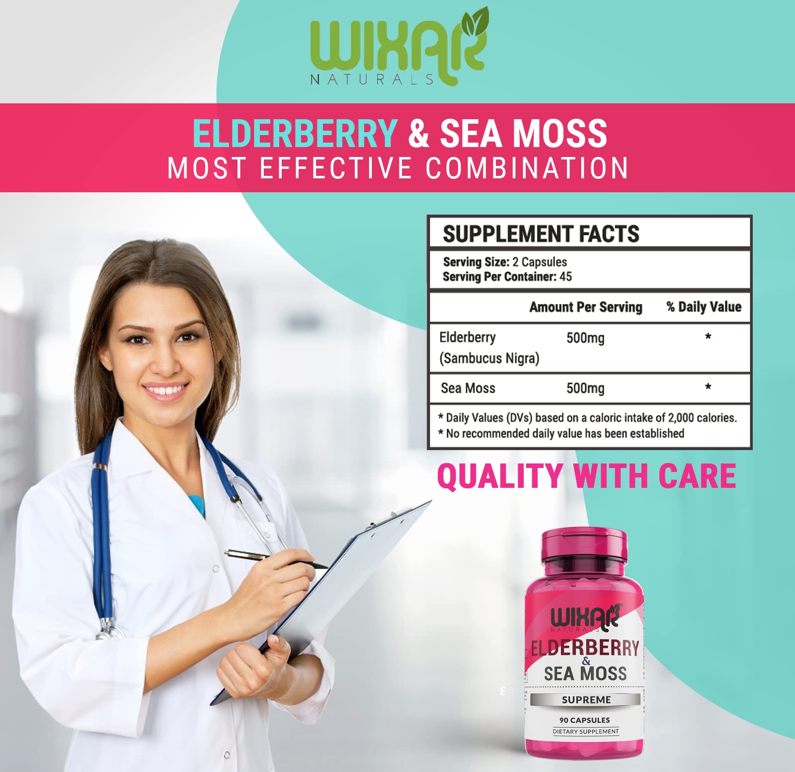 Foto 6 pulgar | Supreme Capsules Wixar Naturals Saúco Y Musgo Marino 500 Mg - Venta Internacional.