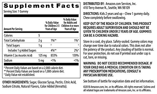 Foto 5 pulgar | Gomitas De Vitamina C Solimo Kids 125 Mg, 60 Unidades, Suministro Para 2 Meses - Venta Internacional.