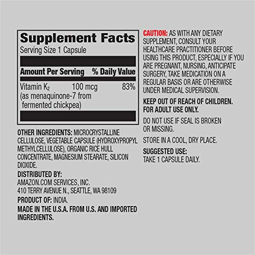 Foto 3 pulgar | Suplemento De Vitamina K2 De Amazon Elements, 100 Mcg, 65 Cápsulas - Venta Internacional.