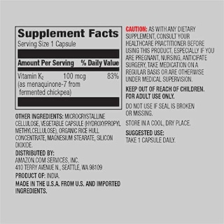 Foto 2 | Suplemento De Vitamina K2 De Amazon Elements, 100 Mcg, 65 Cápsulas - Venta Internacional.