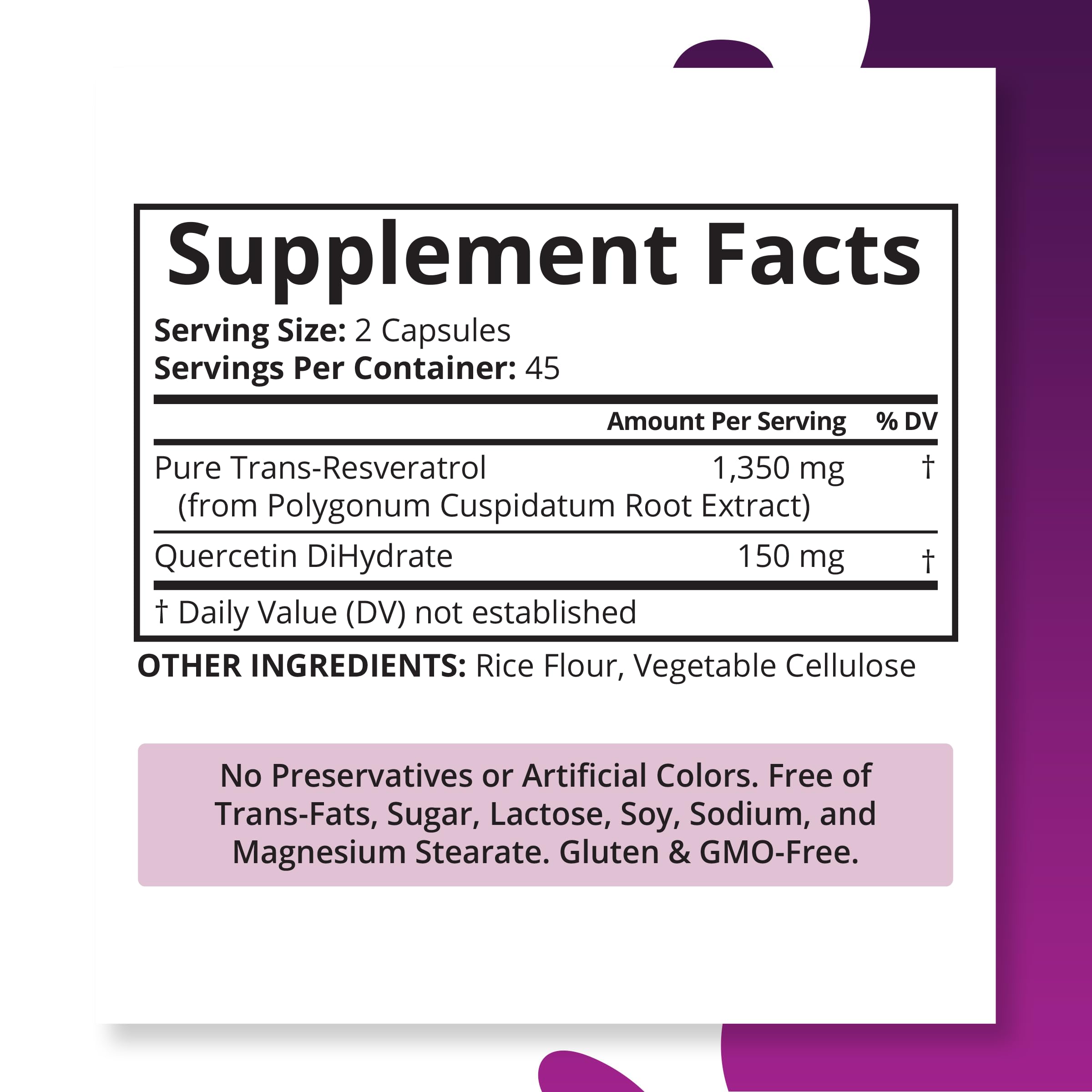 Foto 3 pulgar | Cápsulas De Quercetina De Resveratrol - Potencia Más Alta - 1 - Venta Internacional.