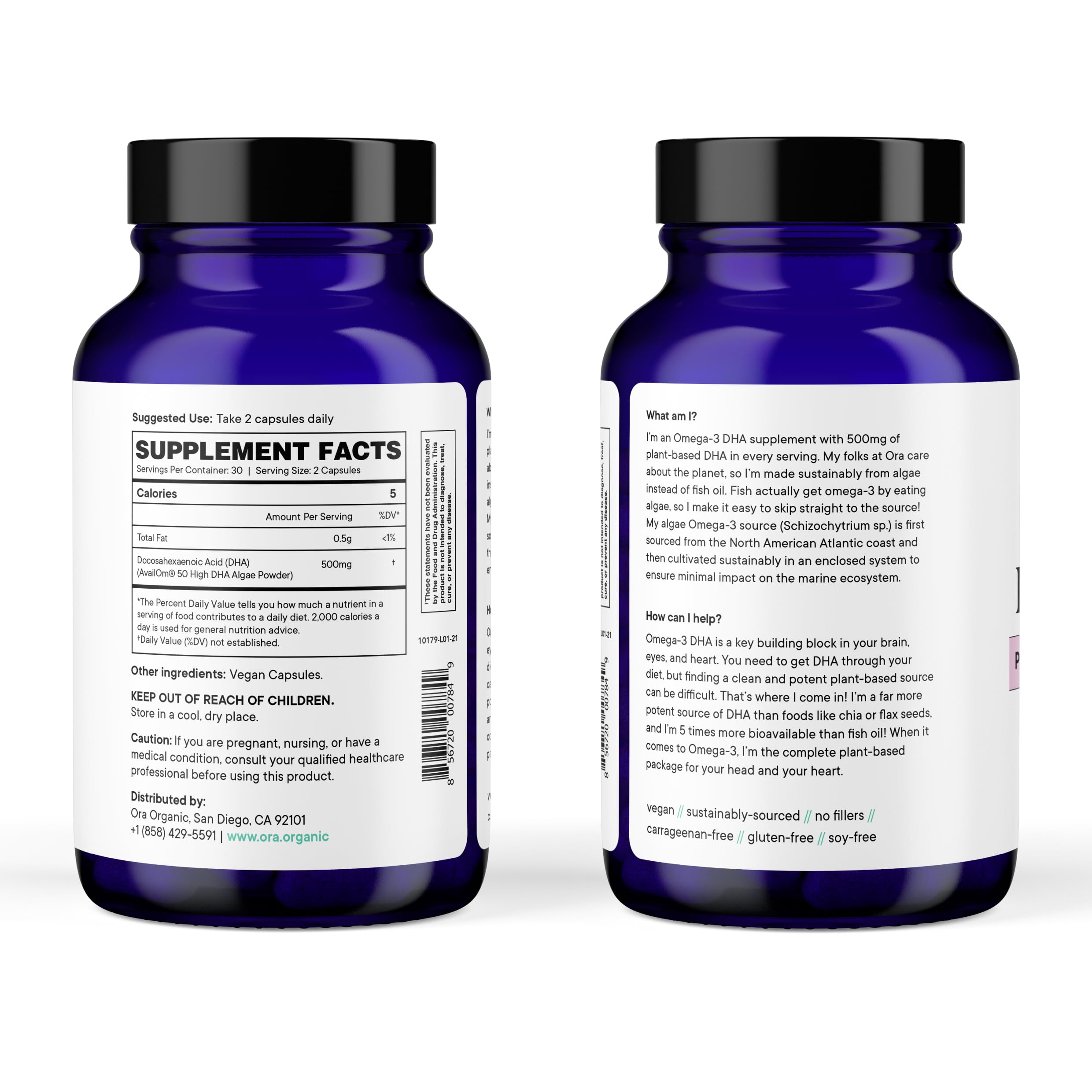 Foto 5 pulgar | Suplemento Ora Organic Vegan Omega 3 500 Mg De Dha Para El Cerebro - Venta Internacional.