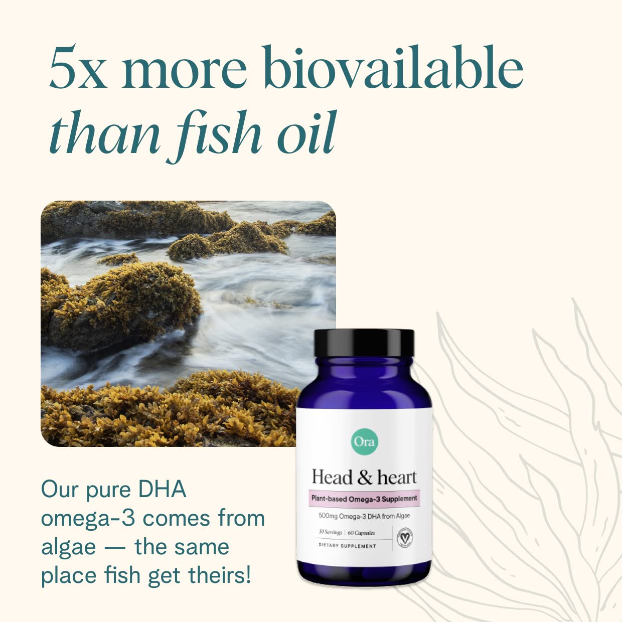Foto 7 pulgar | Suplemento Ora Organic Vegan Omega 3 500 Mg De Dha Para El Cerebro - Venta Internacional.