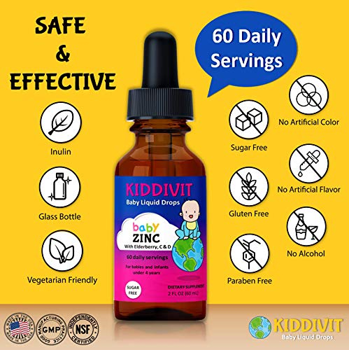 Foto 2 | Suplemento Kiddivit Baby Zinc Gotas Líquidas De 60 Ml Con Saúco - Venta Internacional.