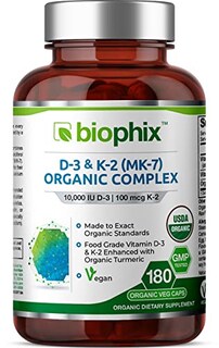 Foto 1 | Suplemento Biophix De Vitamina D-3 K2 Orgánica Y Cúrcuma 180 Vcaps - Venta Internacional.