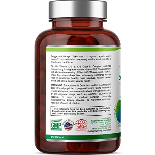 Foto 3 pulgar | Suplemento Biophix De Vitamina D-3 K2 Orgánica Y Cúrcuma 180 Vcaps - Venta Internacional.
