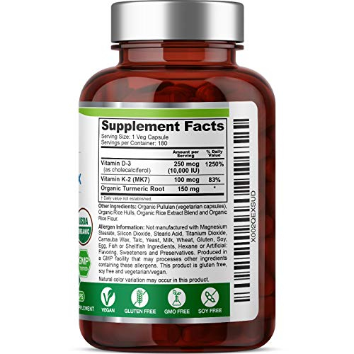 Foto 4 pulgar | Suplemento Biophix De Vitamina D-3 K2 Orgánica Y Cúrcuma 180 Vcaps - Venta Internacional.