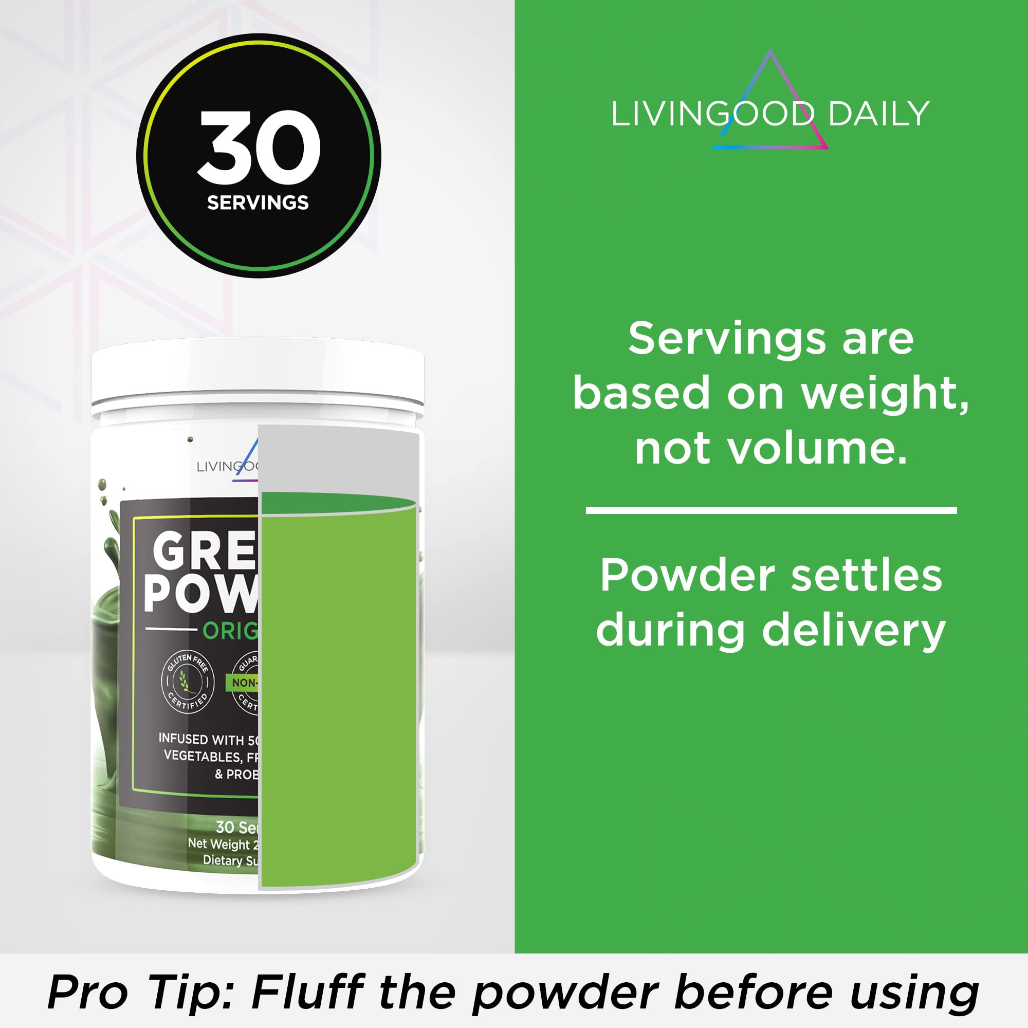 Foto 5 pulgar | Super Greens En Polvo Livingood Daily Greens Original, 450 G - Venta Internacional.