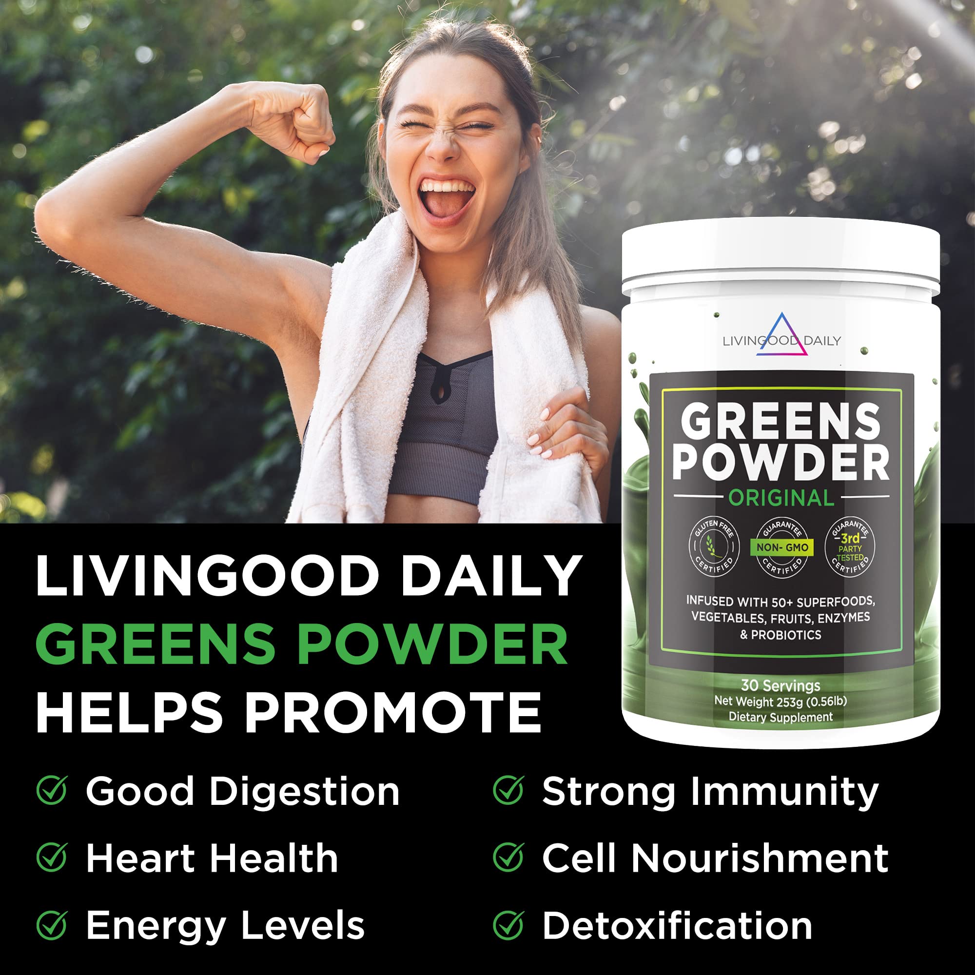 Foto 6 pulgar | Super Greens En Polvo Livingood Daily Greens Original, 450 G - Venta Internacional.