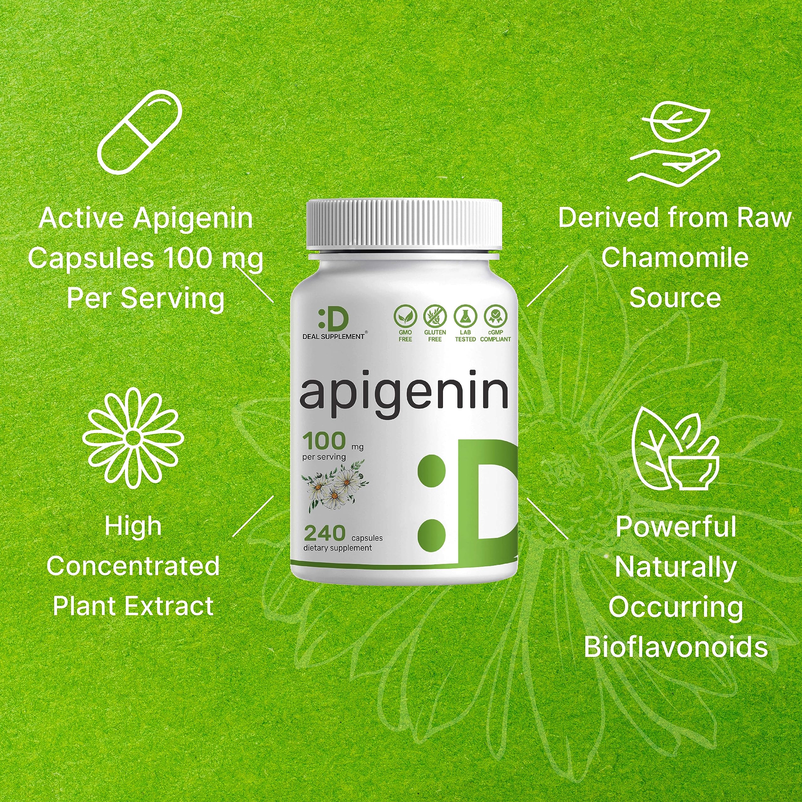 Foto 7 pulgar | Suplemento, Oferta, Suplemento De Apigenina, 100 Mg, 240 Cápsulas - Venta Internacional.