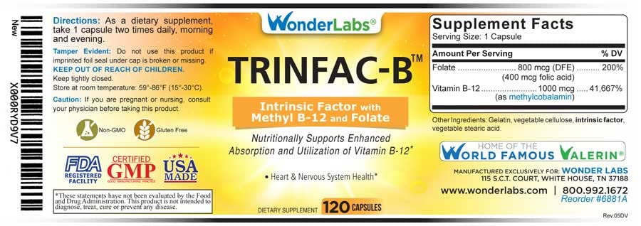 Foto 5 pulgar | Suplemento De Factor Intrínseco De Wonder Laboratories: 1000 Mcg - Venta Internacional.