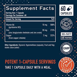 Foto 6 | Suplementos Smnutrition Zinc 30 Mg Con Cobre Vegan 60 Cápsulas - Venta Internacional.