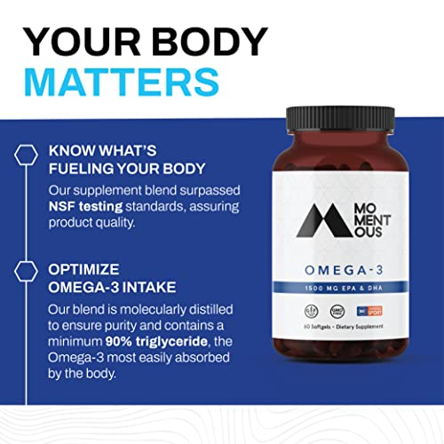 Foto 6 pulgar | Complemente El Aceite De Pescado Diario Momentous Omega-3 De 1500 Mg Con Epa+dh - Venta Internacional.