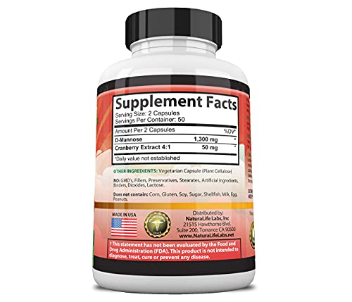 Foto 4 pulgar | Suplemento De D-manosa De Naturalife Labs 1,3 G Con Cranberry Extra - Venta Internacional.