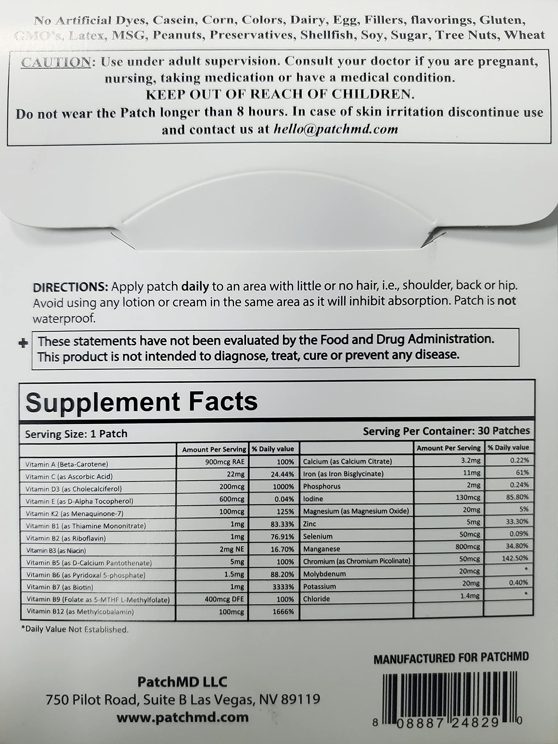 Foto 3 pulgar | Multivitamínico Topical Patch Patchmd Plus Para 30 Días - Venta Internacional.