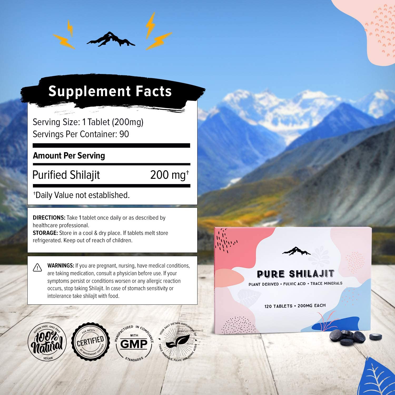 Foto 6 pulgar | Tabletas De Shilajit Pure Himalayan 90 Tabletas 200 Mg - Venta Internacional.