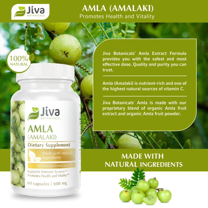 Foto 3 pulgar | Suplemento Jiva Botanicals Amla Capsules 120 Cápsulas Veganas - Venta Internacional.