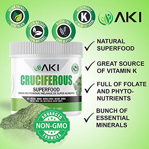 Foto 5 pulgar | Mezcla De Superalimentos En Polvo Aki Natural Crucífero 150 G - Venta Internacional.
