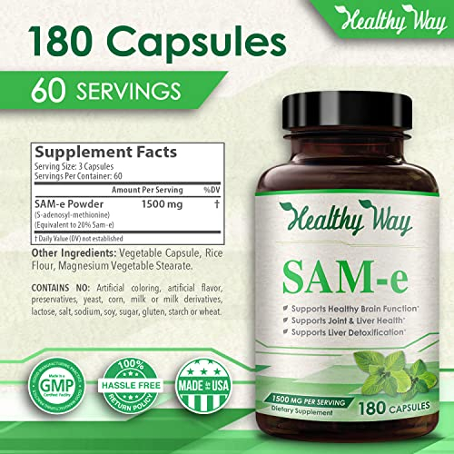 Foto 7 pulgar | Suplemento Healthywayrx Pure Sam-e 1500 Mg 180 Cápsulas - Venta Internacional.