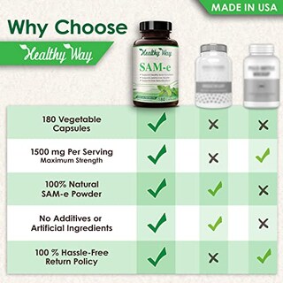 Foto 7 | Suplemento Healthywayrx Pure Sam-e 1500 Mg 180 Cápsulas - Venta Internacional.