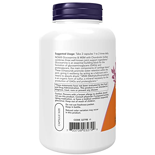 Foto 4 pulgar | Suplementos Now: Glucosamina Y Msm Y Condroitina, 180 Cápsulas - Venta Internacional.