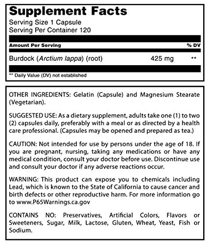 Foto 6 pulgar | Suplemento Herbal Secrets, Raíz De Bardana, 425 Mg, Cápsulas, 120 Unidades - Venta Internacional.