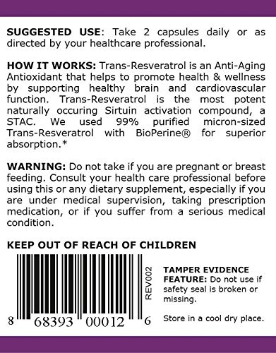 Foto 6 pulgar | Suplemento Maac10 Trans Resveratrol 500 Mg Con Bioperine 60 Unidades - Venta Internacional.