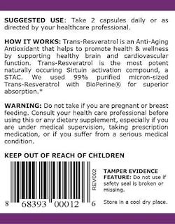 Foto 5 | Suplemento Maac10 Trans Resveratrol 500 Mg Con Bioperine 60 Unidades - Venta Internacional.