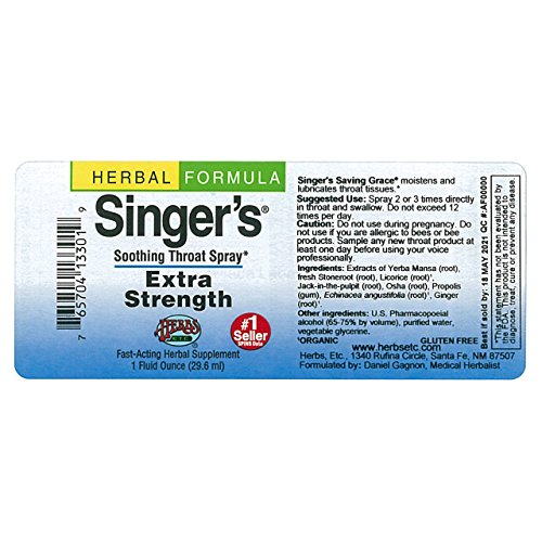 Foto 2 | Hierbas En Aerosol Para La Garganta, Etc. Singer's Extra Strength, 30 Ml - Venta Internacional.