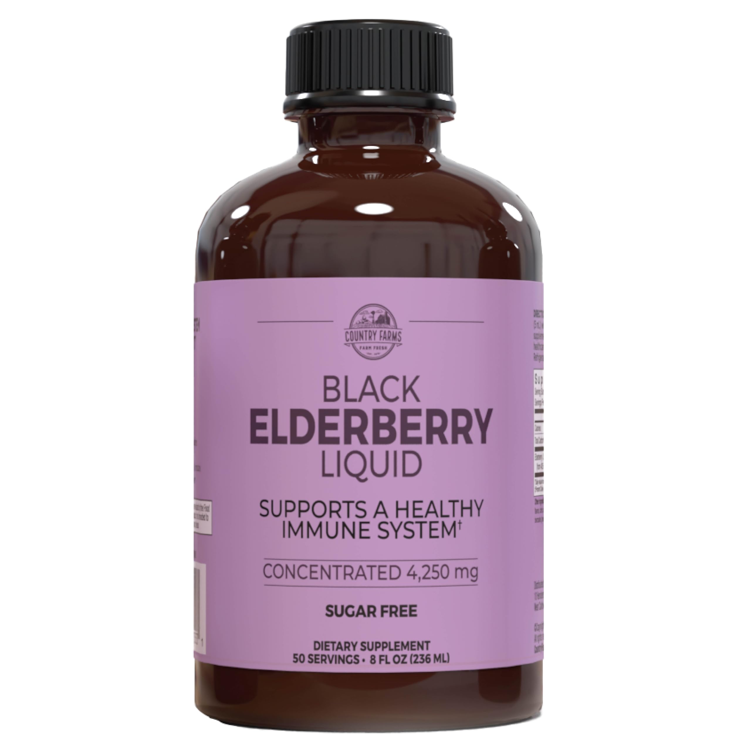 Suplemento Líquido De Saúco Country Farms, 240 Ml, Sin Azúcar - Venta Internacional.