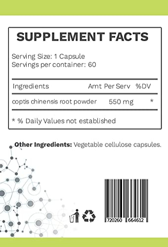 Foto 5 pulgar | Suplemento Amg Naturals Chinese Coptis Golden Thread 550 Mg - Venta Internacional.